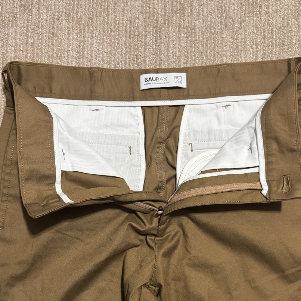 Baubax Mens 30x32 Slim Brown Bamboo Cotton Chino Pants Trousers Casual - Picture 4 of 10